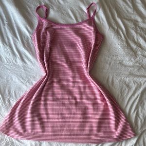 Pink Striped Sleeveless Dress